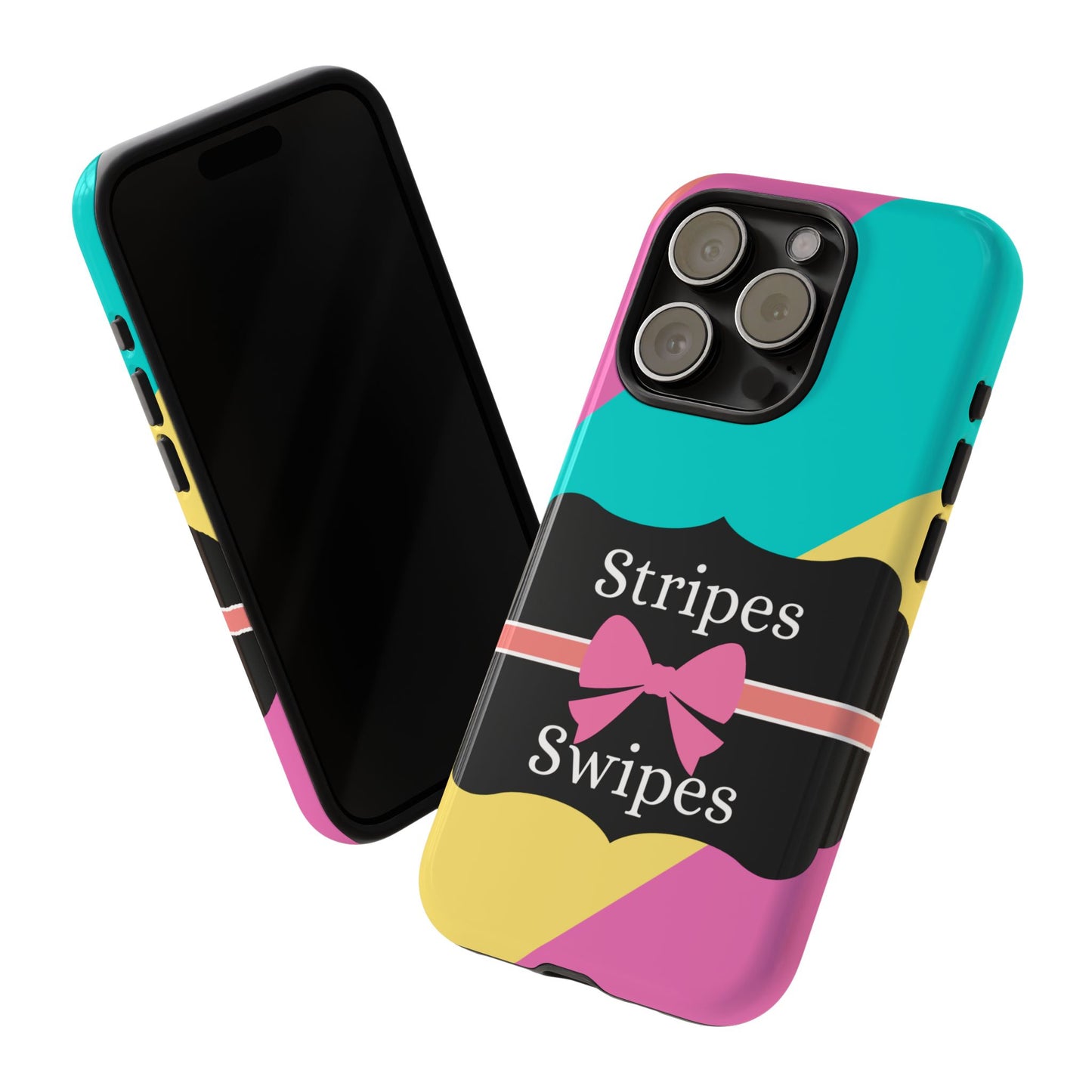 Phone Case iPhone 16/15/14 - Cotton Candy Stripes & Swipes Tough Case