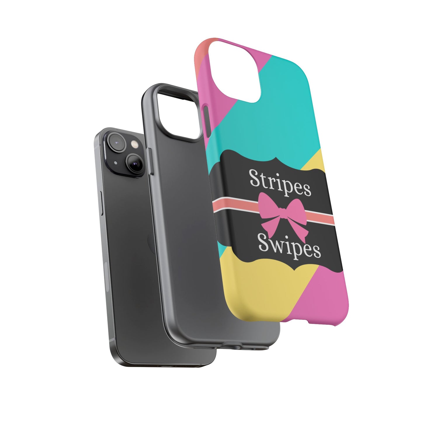 Phone Case iPhone 16/15/14 - Cotton Candy Stripes & Swipes Tough Case