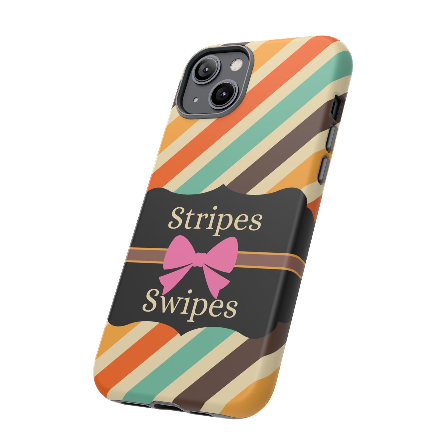 Phone Case iPhone 16/15/14 - Diagonal Retro Stripes & Swipes Tough Case