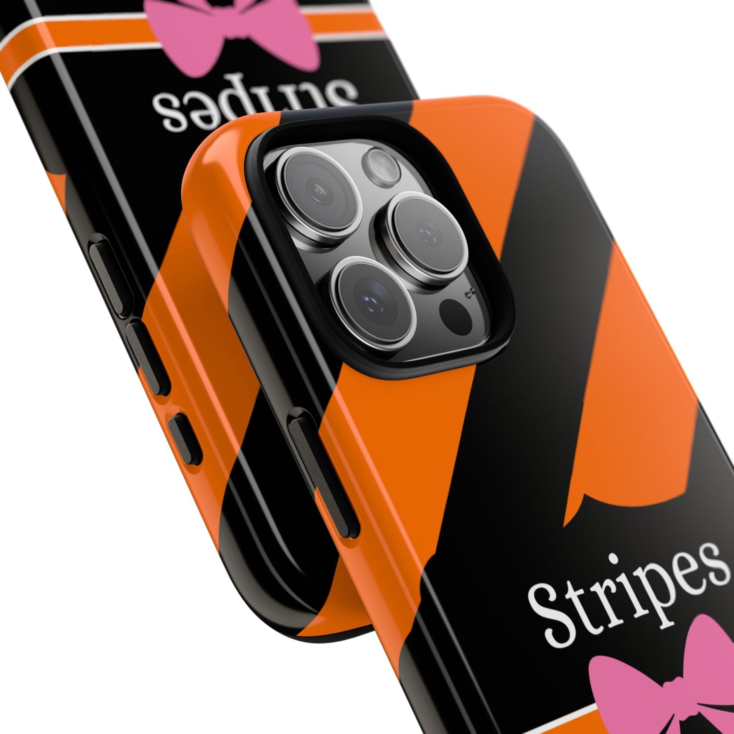 Phone Case iPhone 16/15/14 - Orange/Black Stripes & Swipes Tough Case