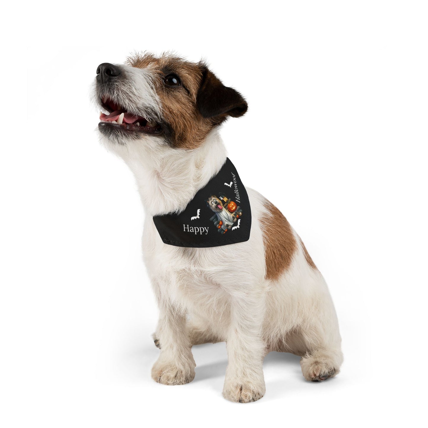 Happy "Hallowoof" - SMALL Pet Bandana Collar BLACK 02