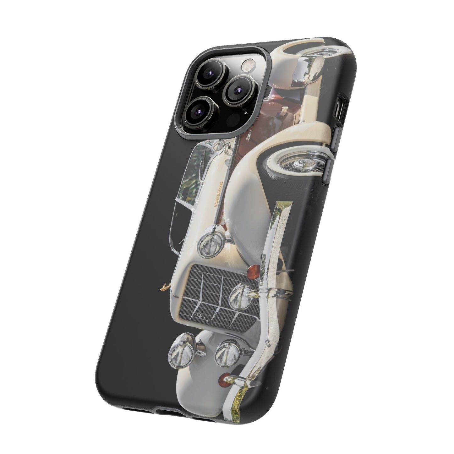 Phone Case iPhone 16/15/14 - Beige Vintage Car Tough Case