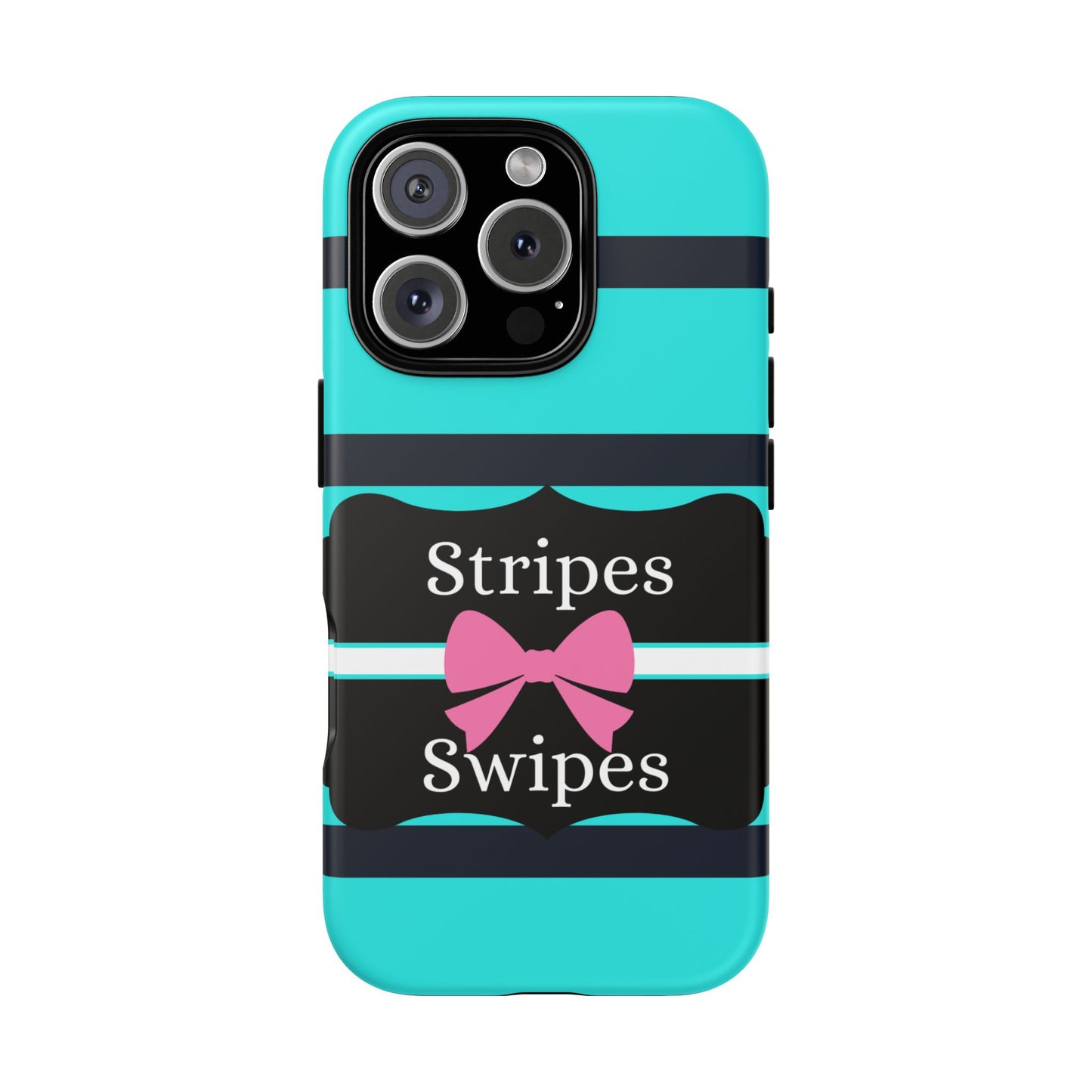 Phone Case iPhone 16/15/14 - Blue/Black Stripes & Swipes Tough Case