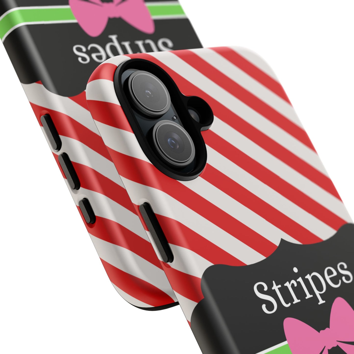 Phone Case iPhone 16/15/14 - Diagonal Red/White Stripes & Swipes Tough Case