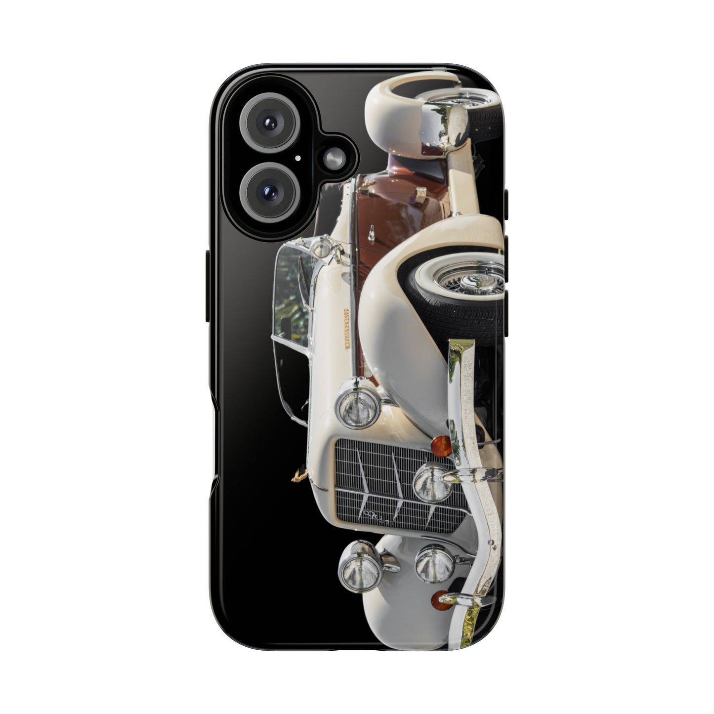 Phone Case iPhone 16/15/14 - Beige Vintage Car Tough Case