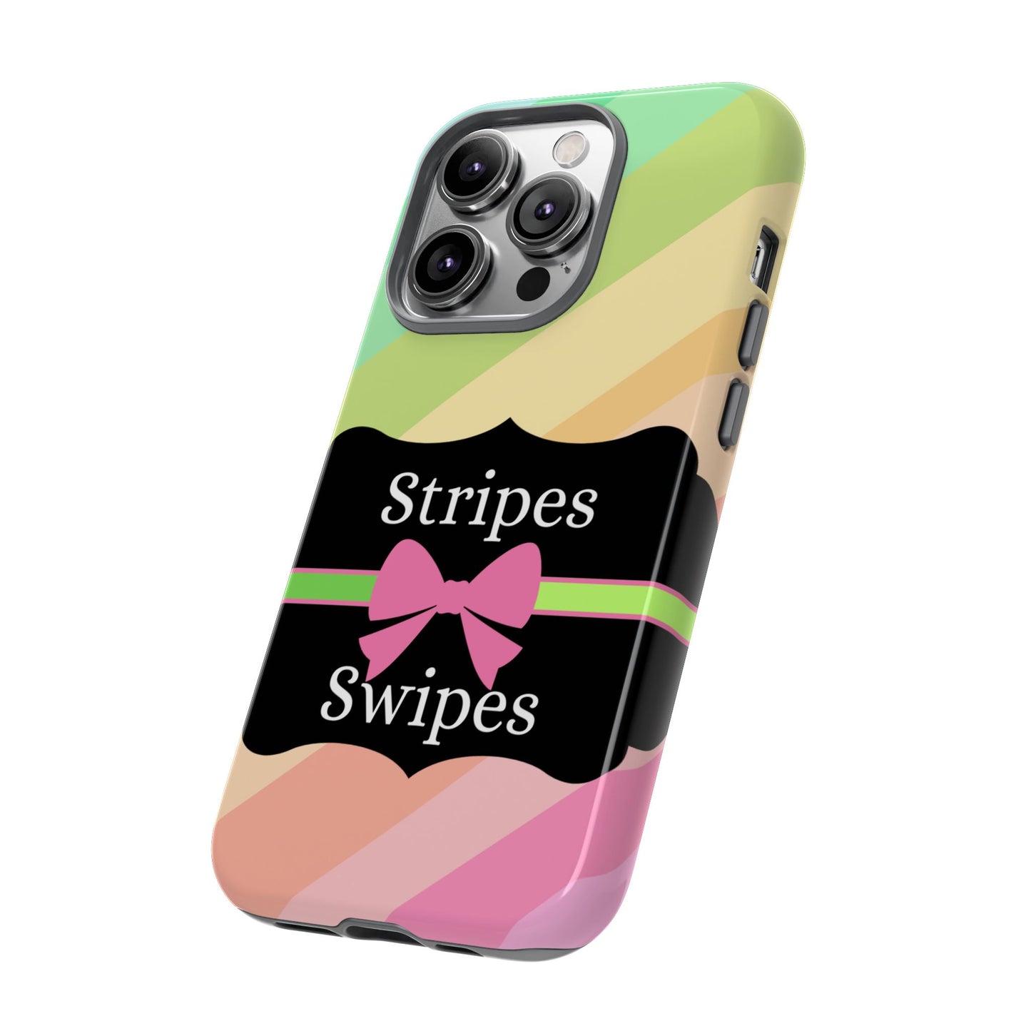 Phone Case iPhone 16/15/14 - Diagonal Pastel Stripes & Swipes Tough Case