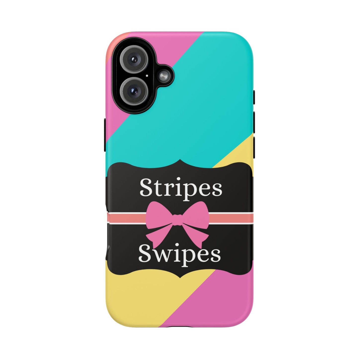 Phone Case iPhone 16/15/14 - Cotton Candy Stripes & Swipes Tough Case