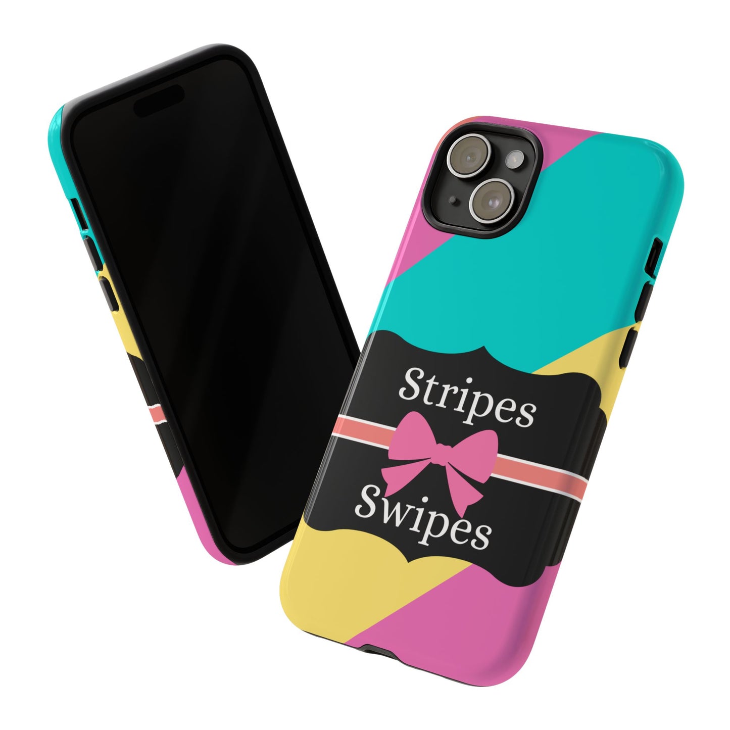 Phone Case iPhone 16/15/14 - Cotton Candy Stripes & Swipes Tough Case