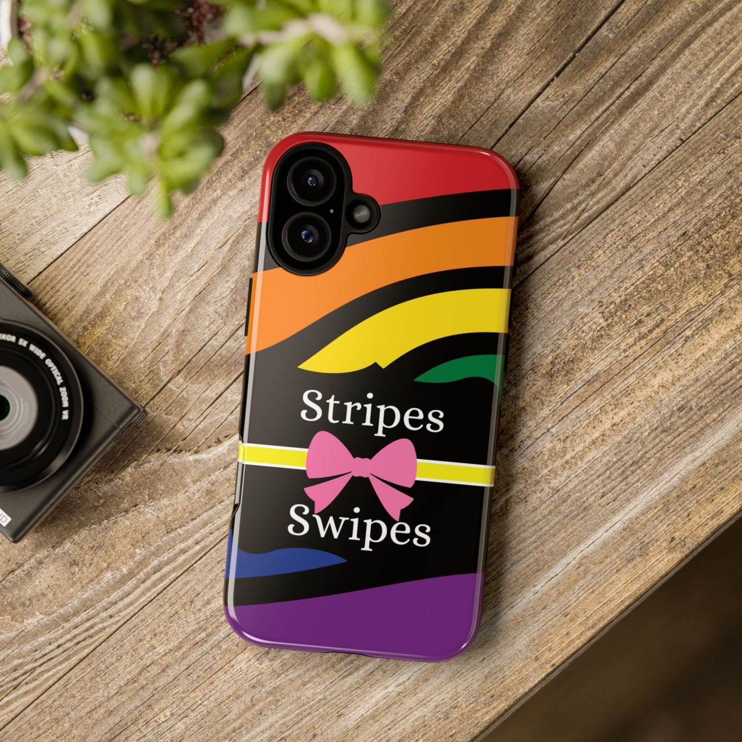 Phone Case iPhone 16/15/14 - Wavy Vivid Stripes & Swipes Tough Case