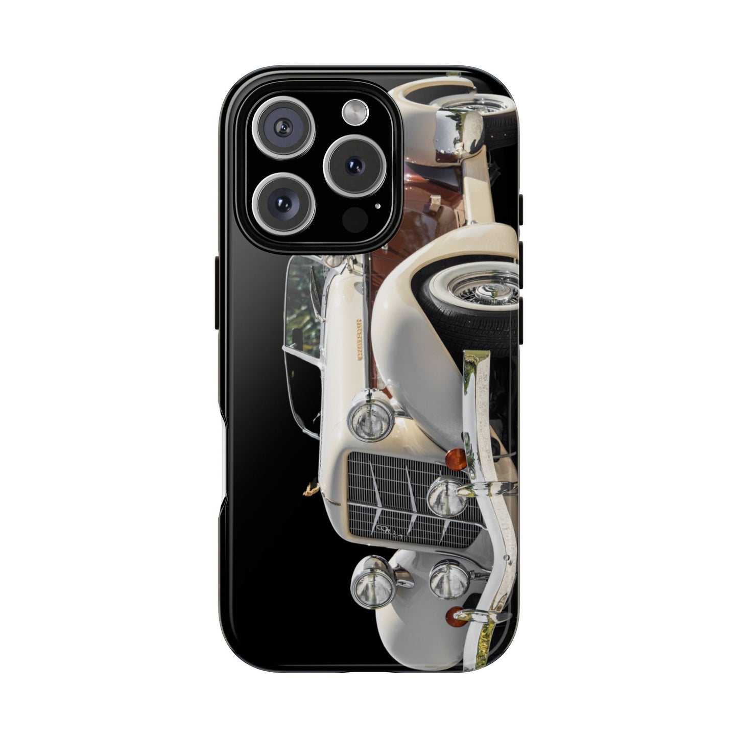 Phone Case iPhone 16/15/14 - Beige Vintage Car Tough Case