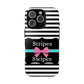 Phone Case iPhone 16/15/14 - Black/White/Blue Stripes & Swipes Tough Case
