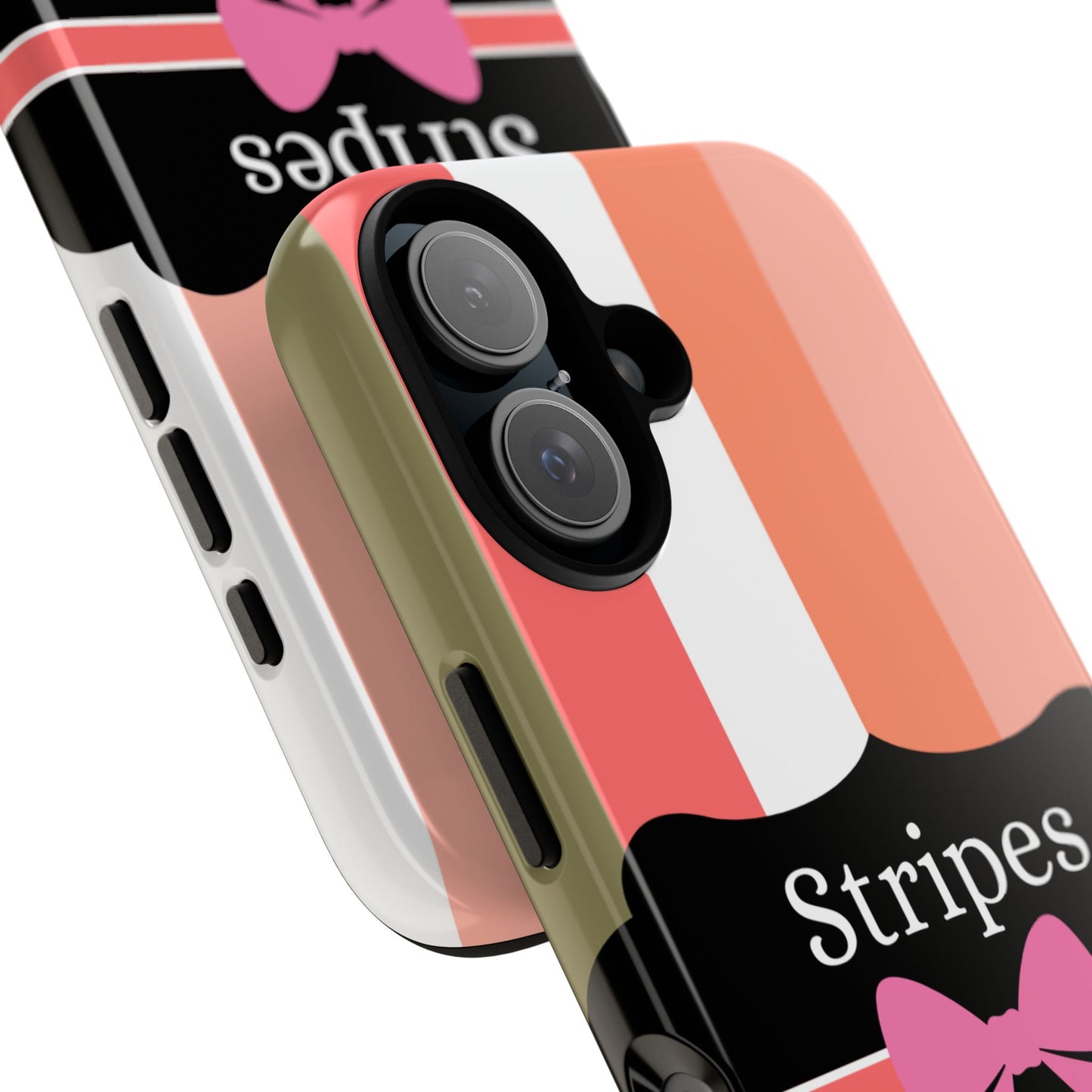 Phone Case iPhone 16/15/14 - Peachy Stripes & Swipes Tough Case