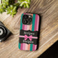 Phone Case iPhone 16/15/14 - Green/Pink/Peach Stripes & Swipes Tough Case