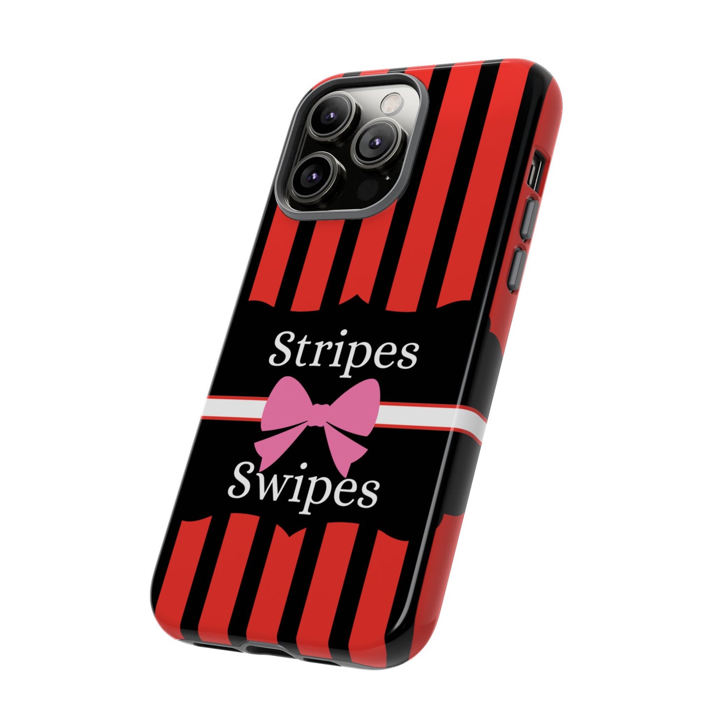 Phone Case iPhone 16/15/14 - Red/Black/White Stripes & Swipes Tough Case