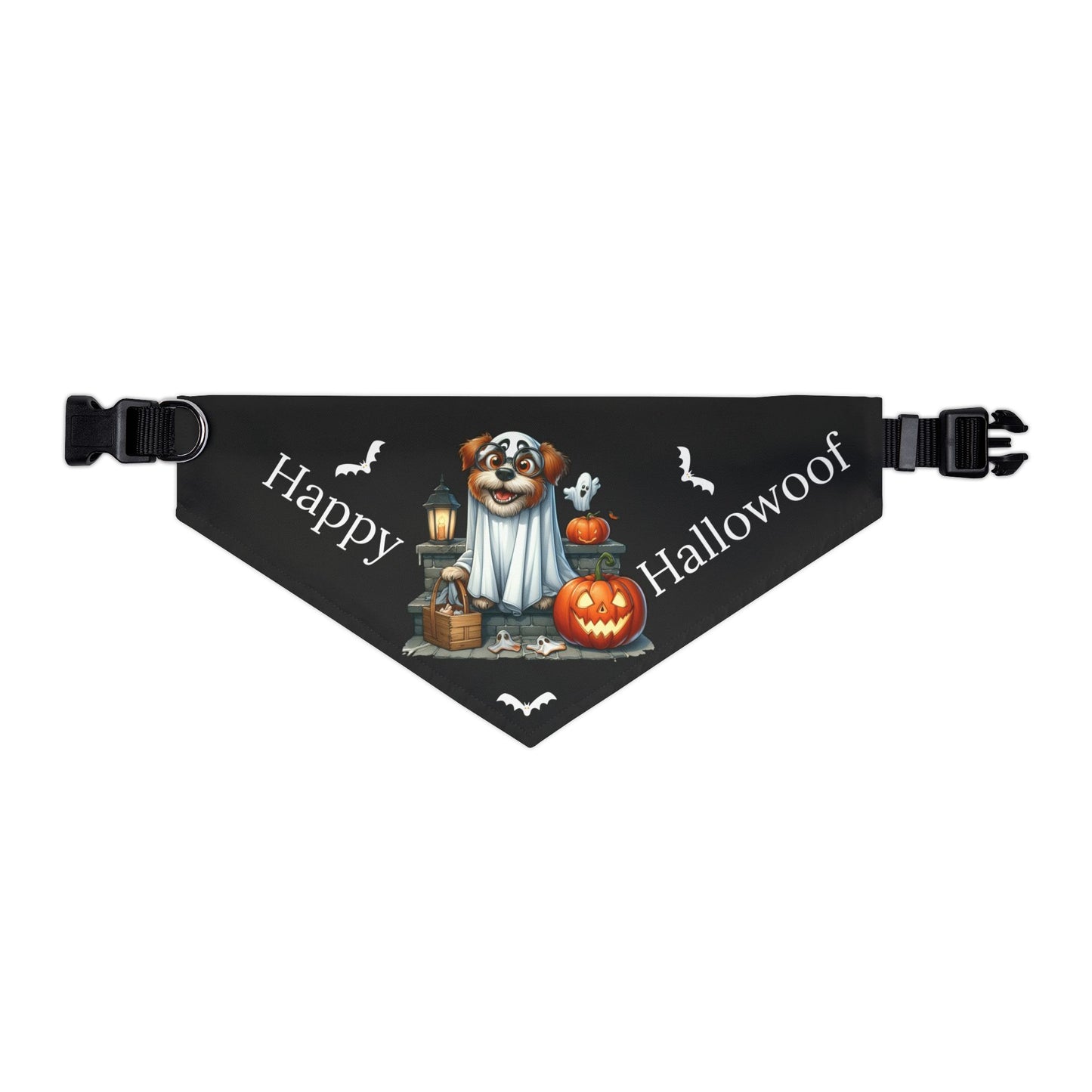 Happy "Hallowoof" - EXTRA LARGE Pet Bandana Collar BLACK 05