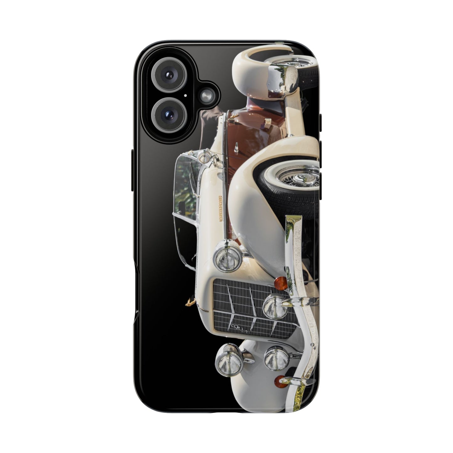 Phone Case iPhone 16/15/14 - Beige Vintage Car Tough Case