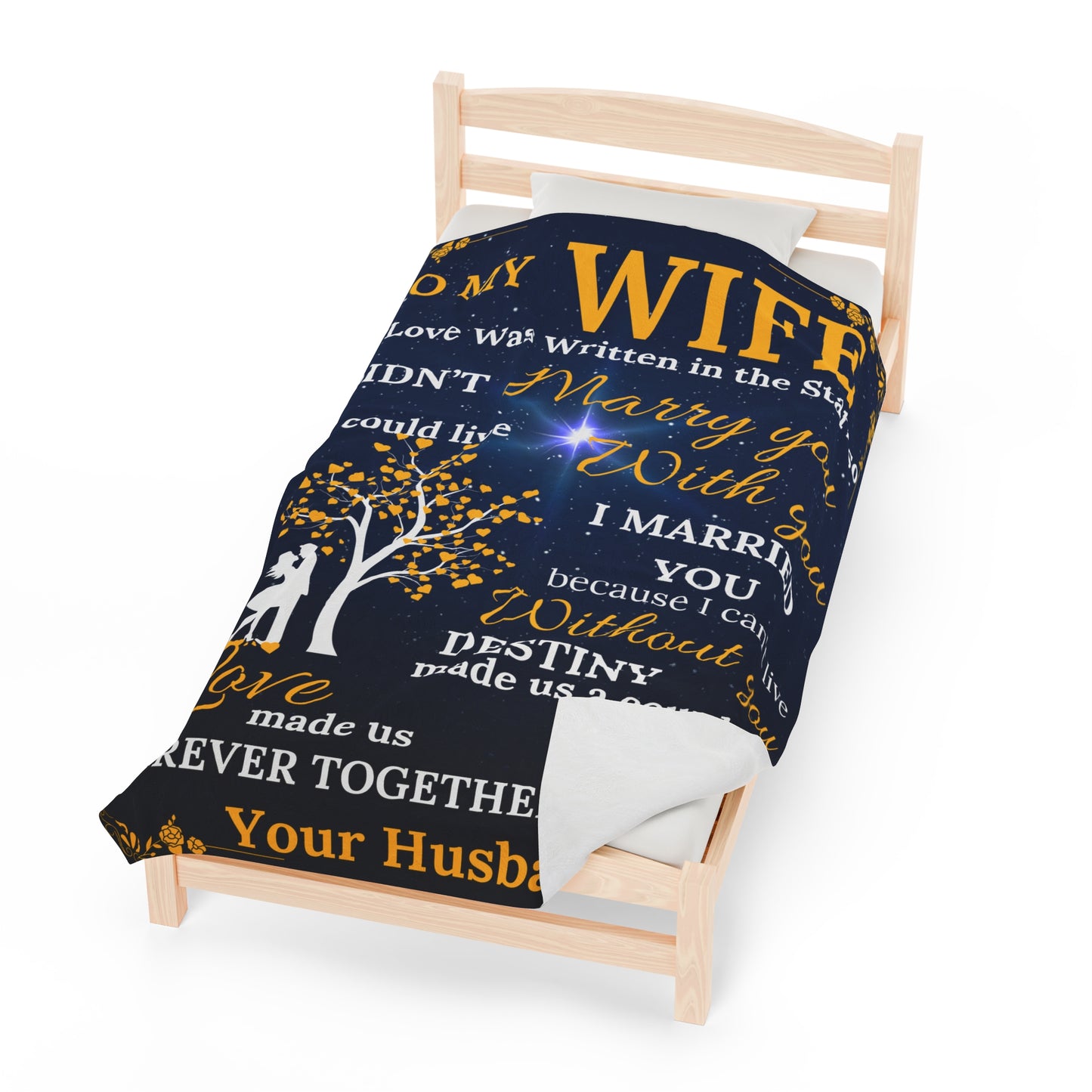 To My Wife Why I Married You - Gold Velveteen Plush Blanket Blue/Black