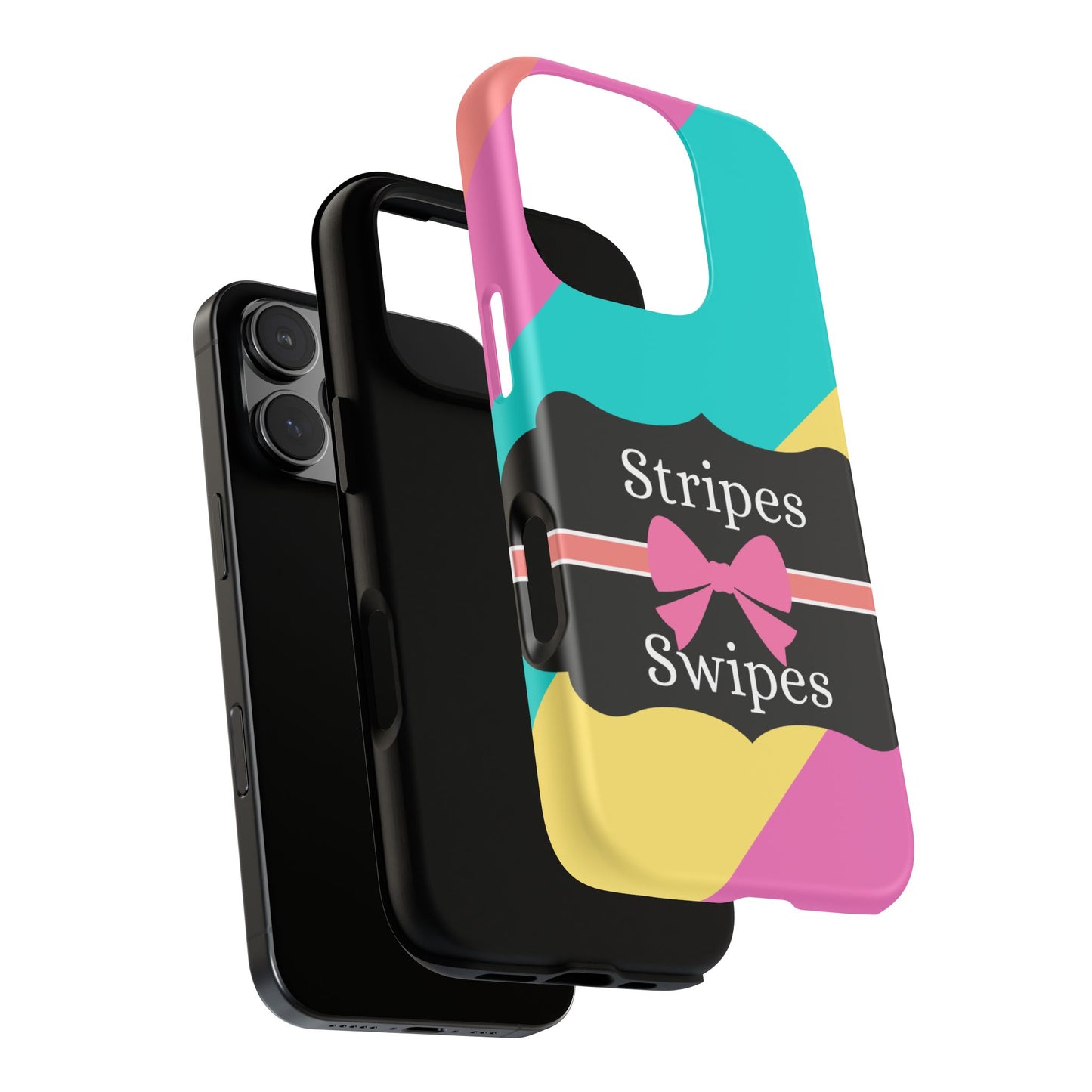 Phone Case iPhone 16/15/14 - Cotton Candy Stripes & Swipes Tough Case