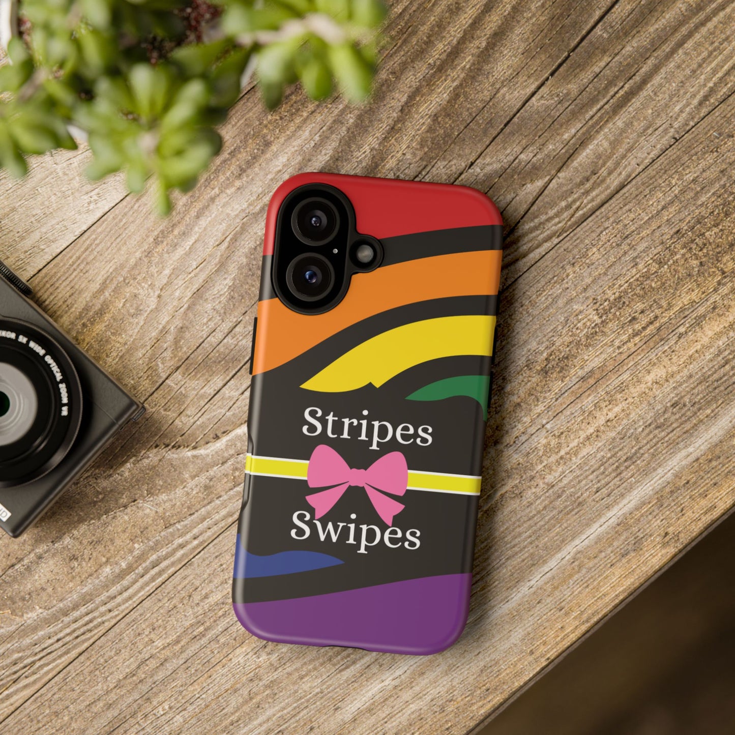 Phone Case iPhone 16/15/14 - Wavy Vivid Stripes & Swipes Tough Case