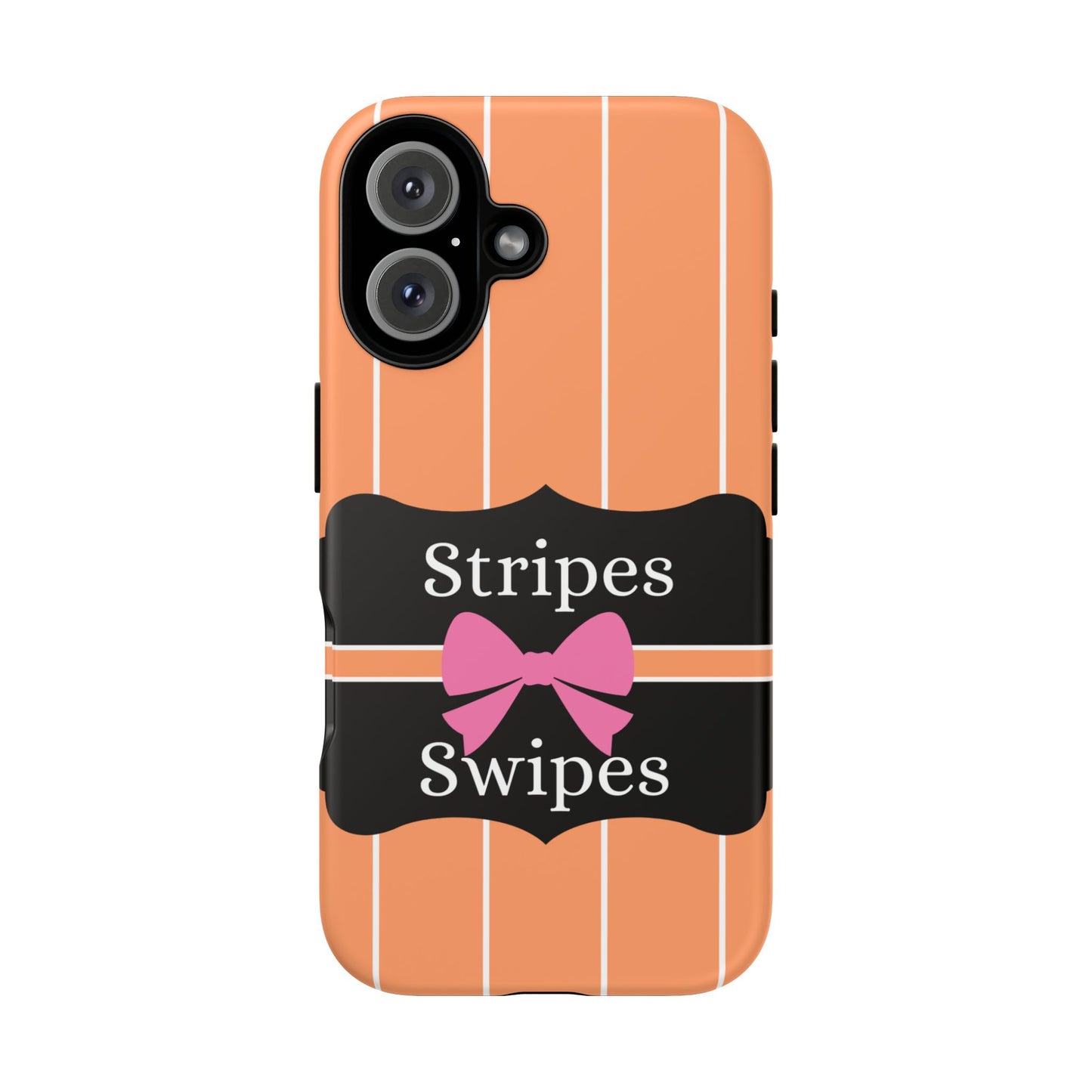 Phone Case iPhone 16/15/14 - Orange/White Stripes & Swipes Tough Case