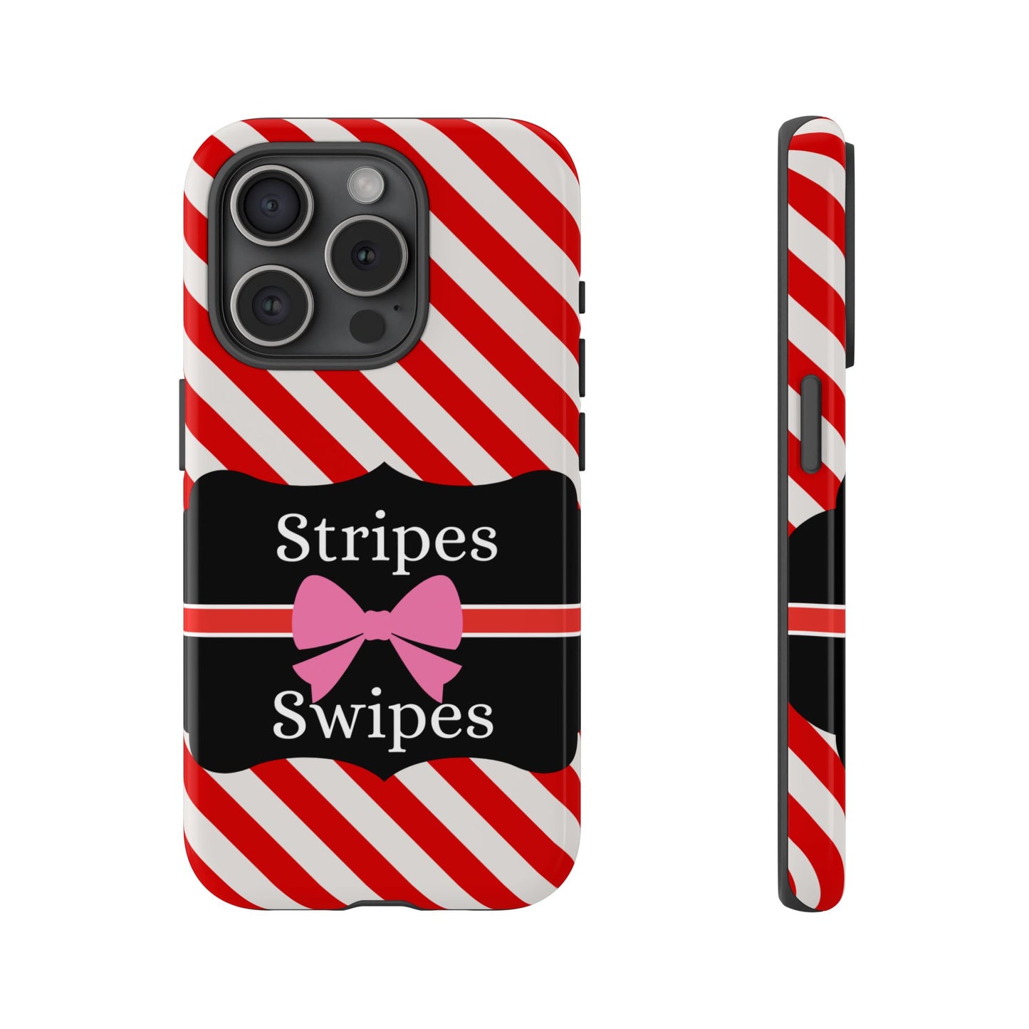 Phone Case iPhone 16/15/14 - Red/White Stripes & Swipes Tough Case