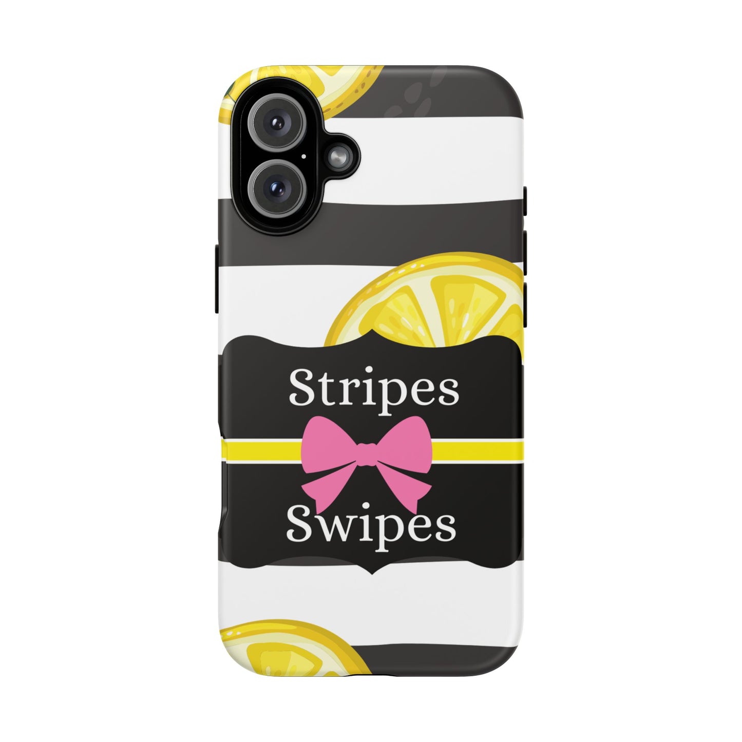 Phone Case iPhone 16/15/14 - Lemony Stripes & Swipes Tough Case