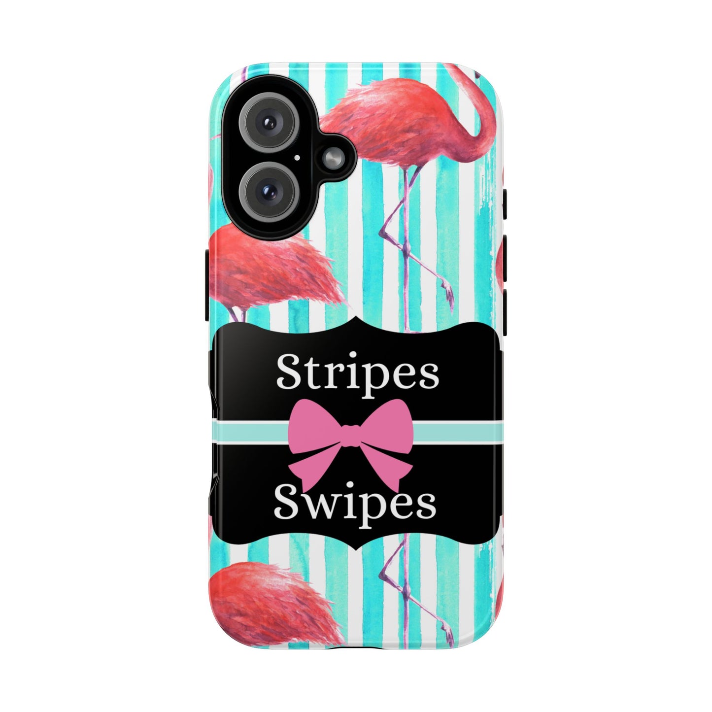 Phone Case iPhone 16/15/14 - Flamingo Stripes & Swipes Tough Case