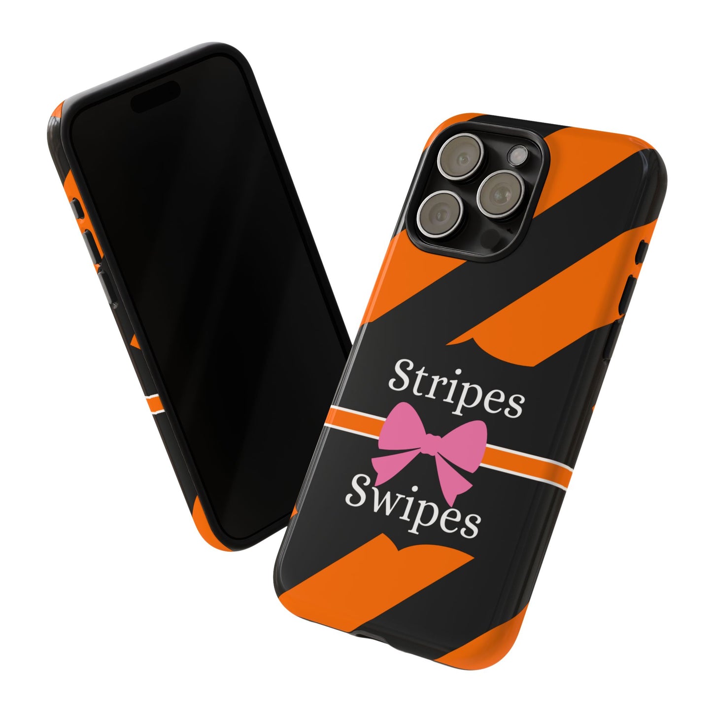 Phone Case iPhone 16/15/14 - Orange/Black Stripes & Swipes Tough Case