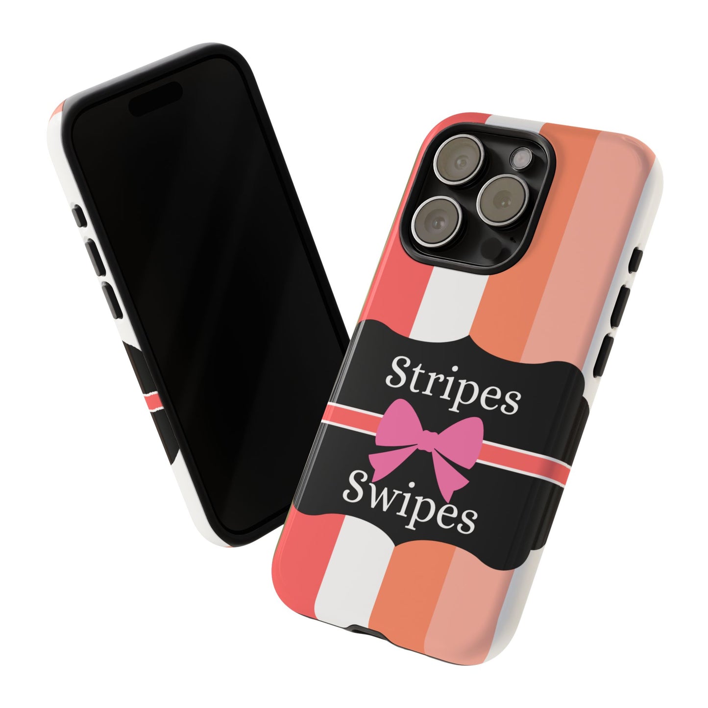 Phone Case iPhone 16/15/14 - Peachy Stripes & Swipes Tough Case