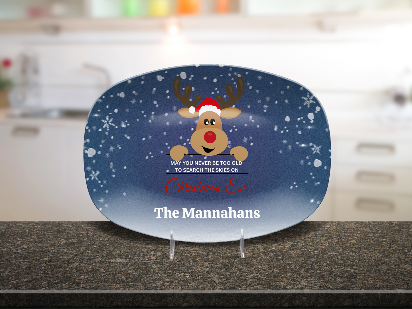 Rudolph “Search the Skies” Personalized Christmas Platter