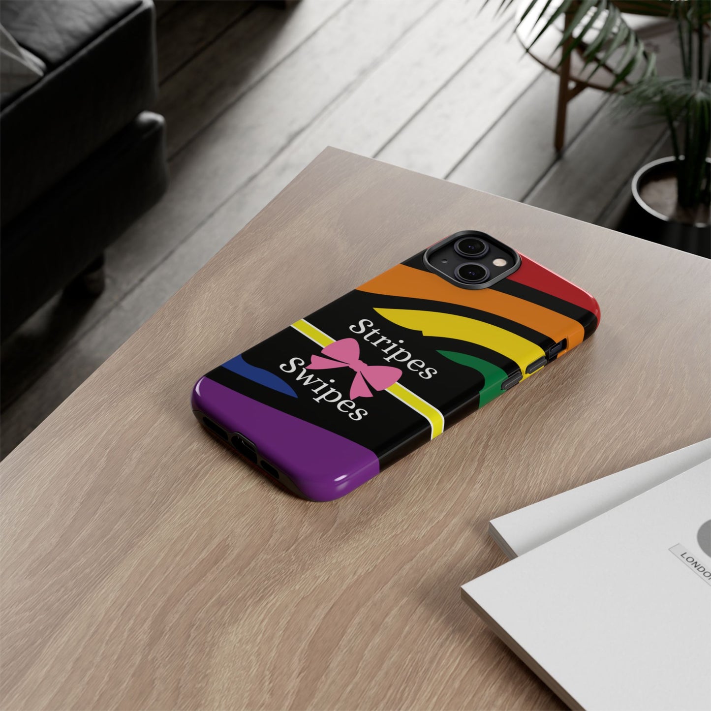 Phone Case iPhone 16/15/14 - Wavy Vivid Stripes & Swipes Tough Case