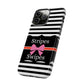 Phone Case iPhone 16/15/14 -Black/White/Red Stripes & Swipes Tough Case
