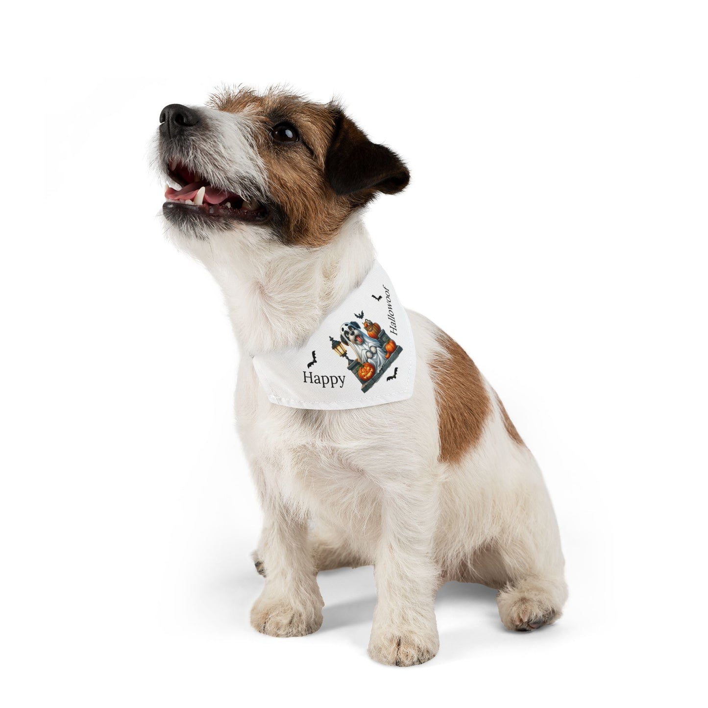 Happy "Hallowoof" - SMALL Pet Bandana Collar WHITE 06