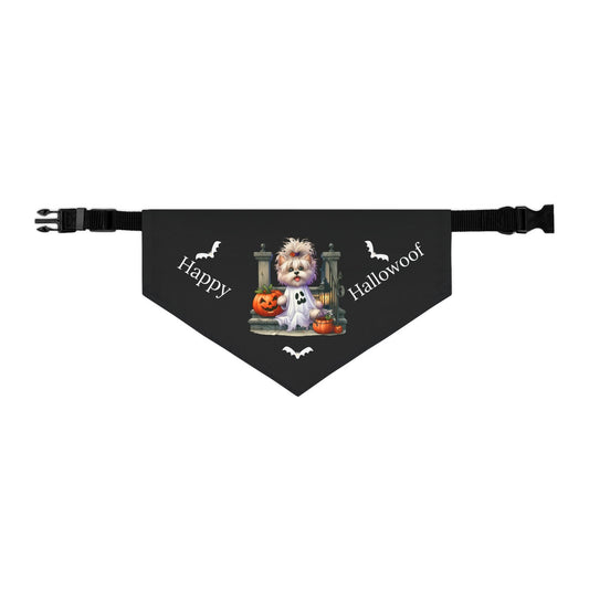 Happy "Hallowoof" - LARGE Pet Bandana Collar BLACK 08