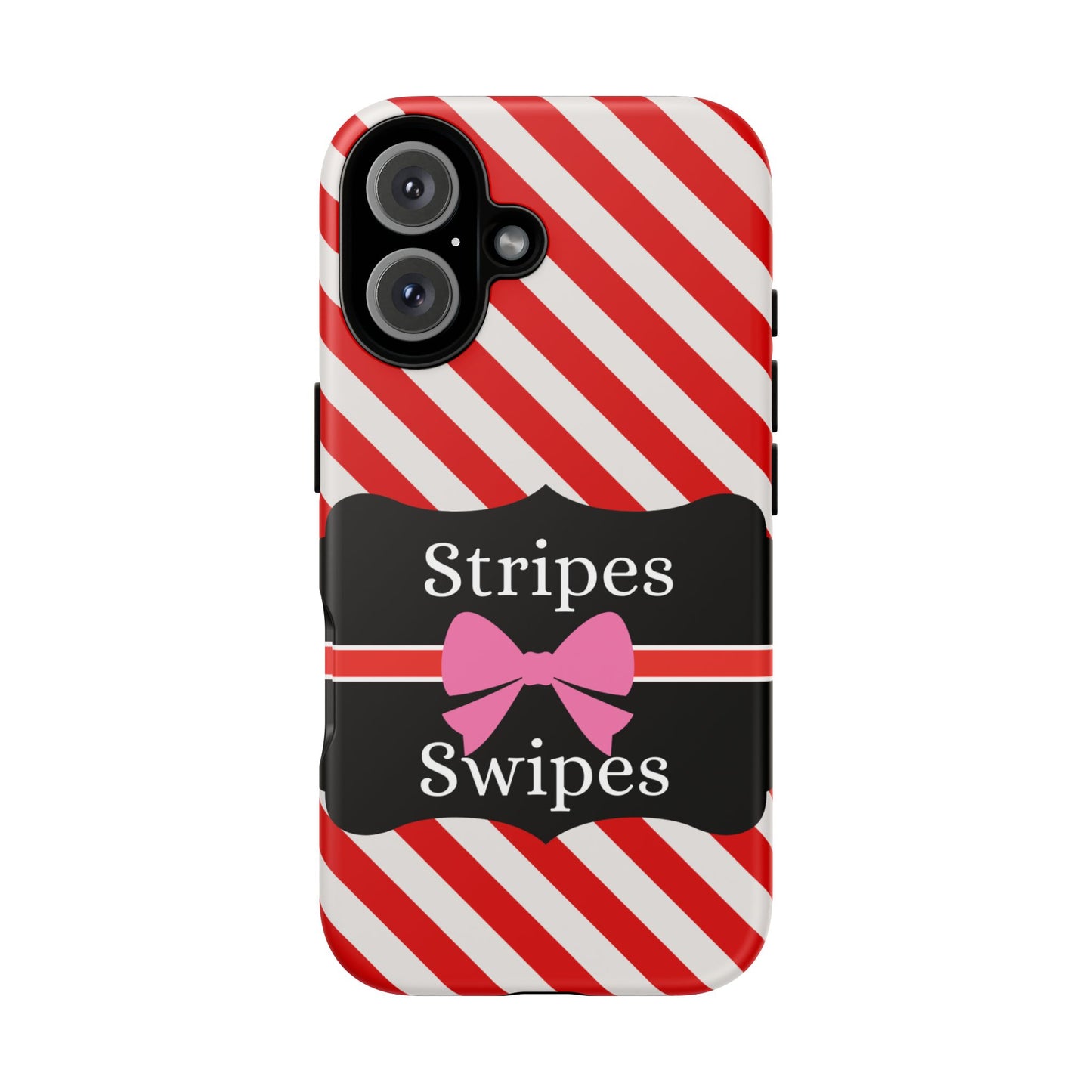 Phone Case iPhone 16/15/14 - Red/White Stripes & Swipes Tough Case