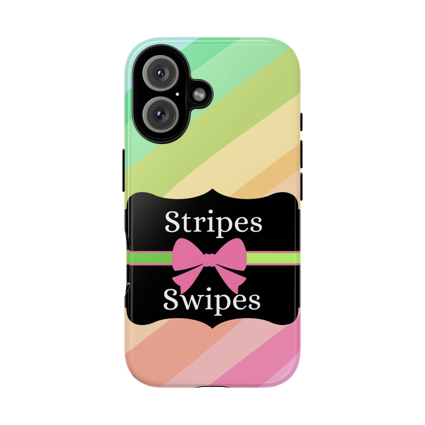 Phone Case iPhone 16/15/14 - Diagonal Pastel Stripes & Swipes Tough Case