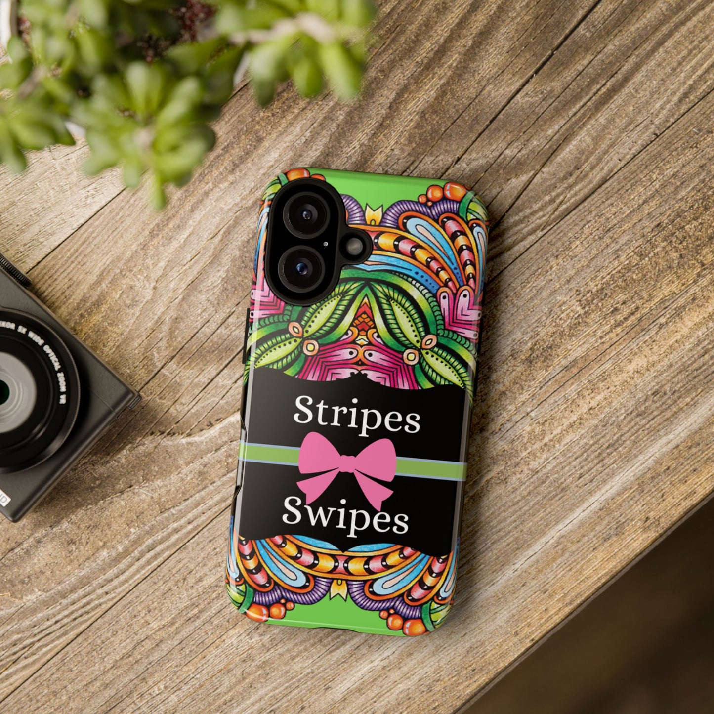 Phone Case iPhone 16/15/14 - Flower Child Stripes & Swipes Tough Case