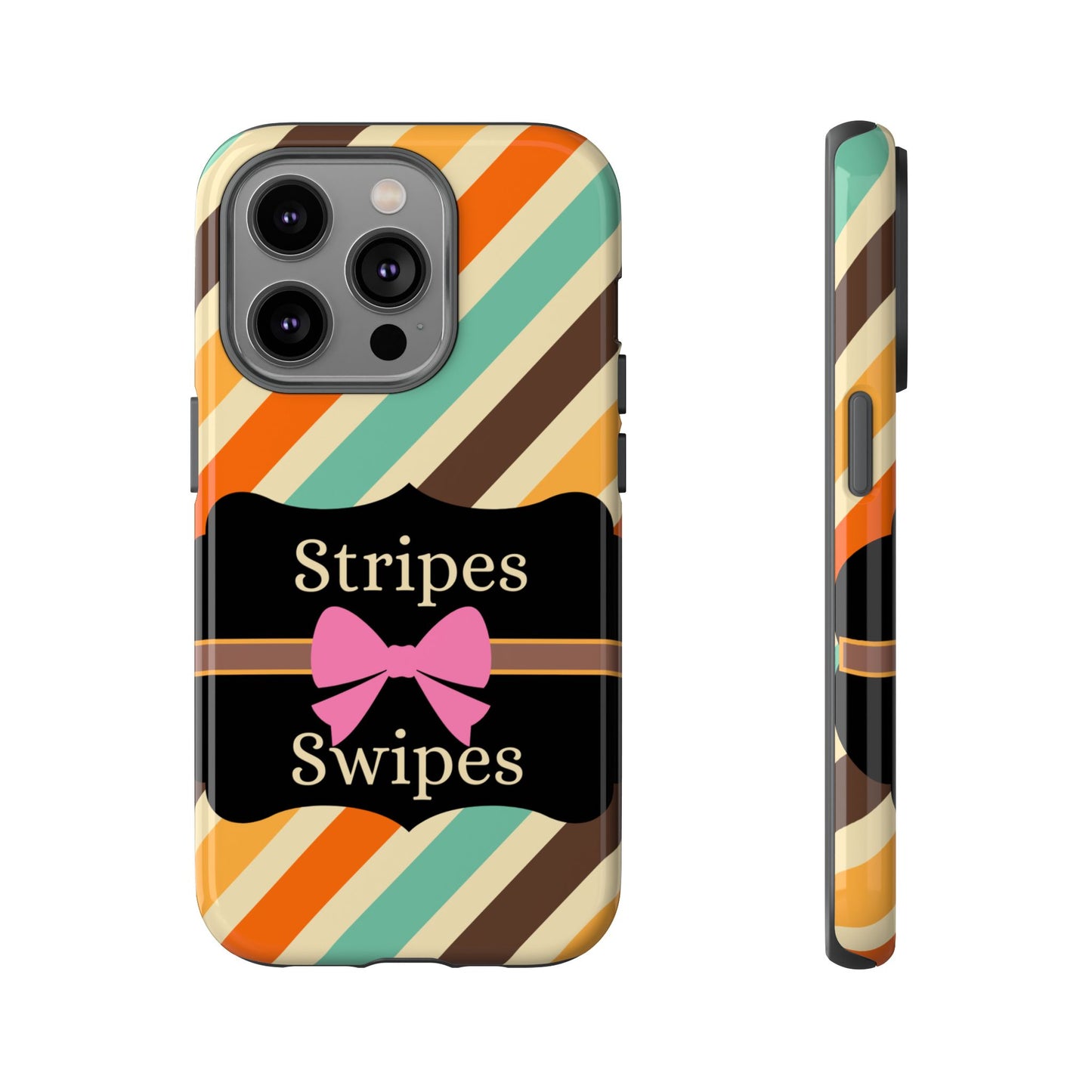 Phone Case iPhone 16/15/14 - Diagonal Retro Stripes & Swipes Tough Case