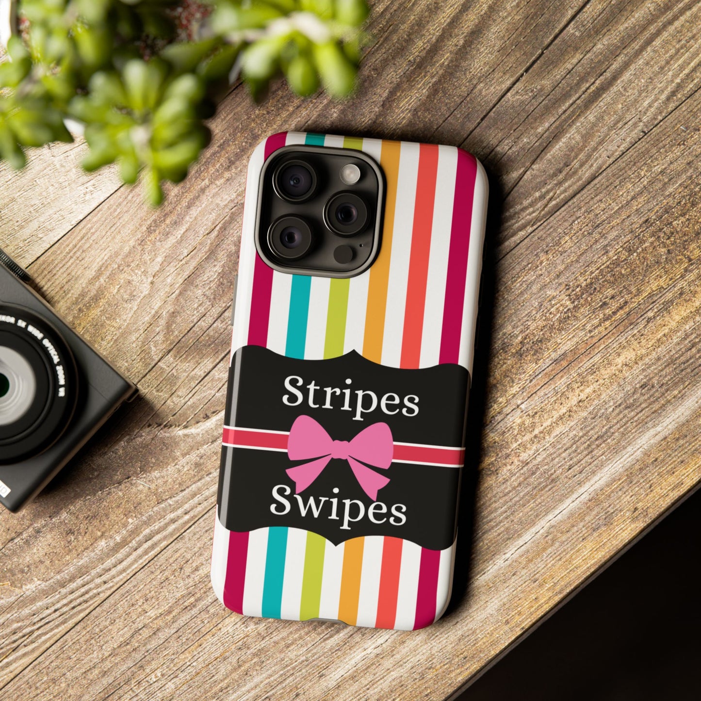 Phone Case iPhone 16/15/14 - Lollipop Stripes & Swipes Tough Case