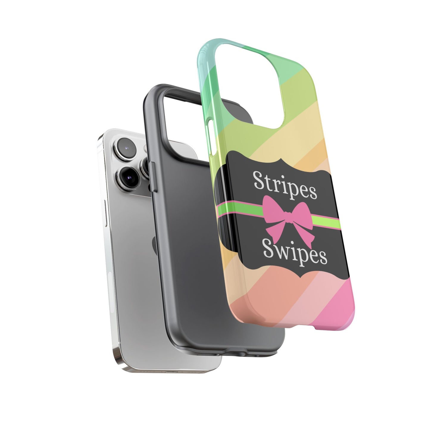 Phone Case iPhone 16/15/14 - Diagonal Pastel Stripes & Swipes Tough Case