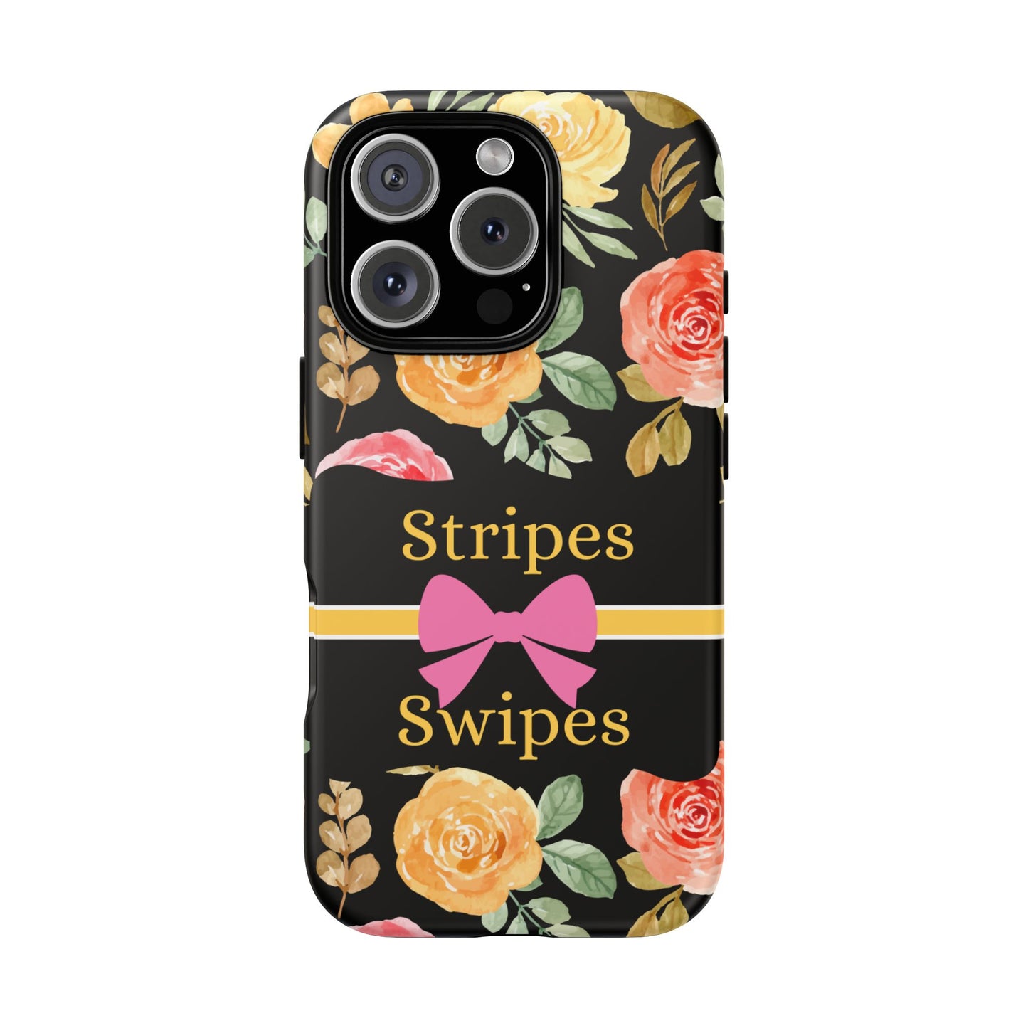 Phone Case iPhone 16/15/14 - Flowers Stripes & Swipes Tough Case