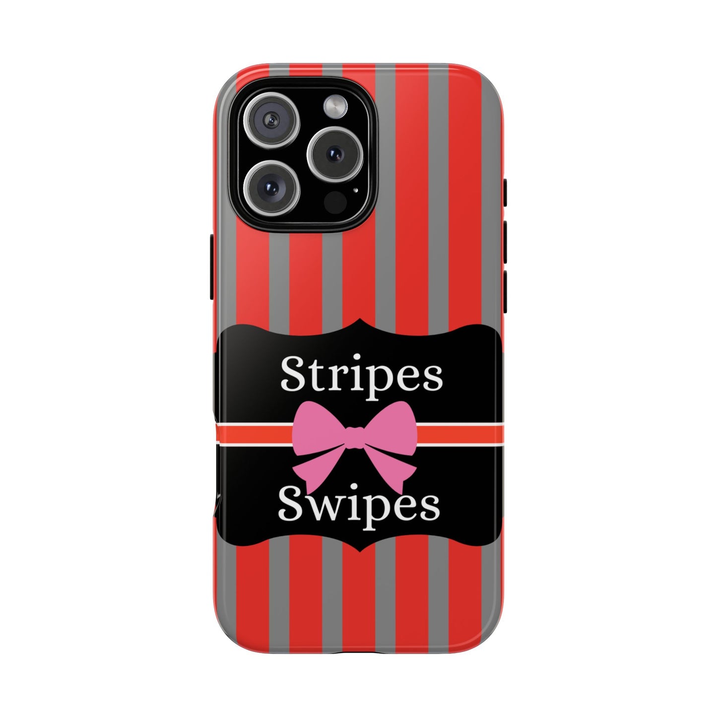 Phone Case iPhone 16/15/14 - Red/Gray Stripes & Swipes Tough Case