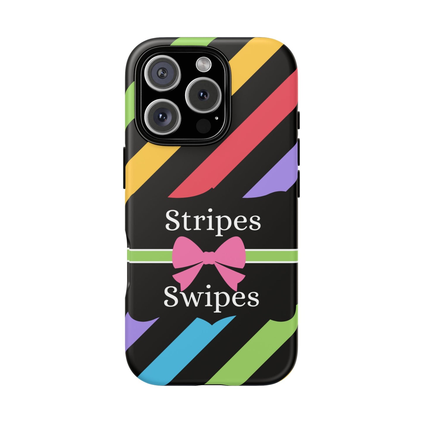 Phone Case iPhone 16/15/14 - Diagonal Vivid Black Stripes & Swipes Tough Case