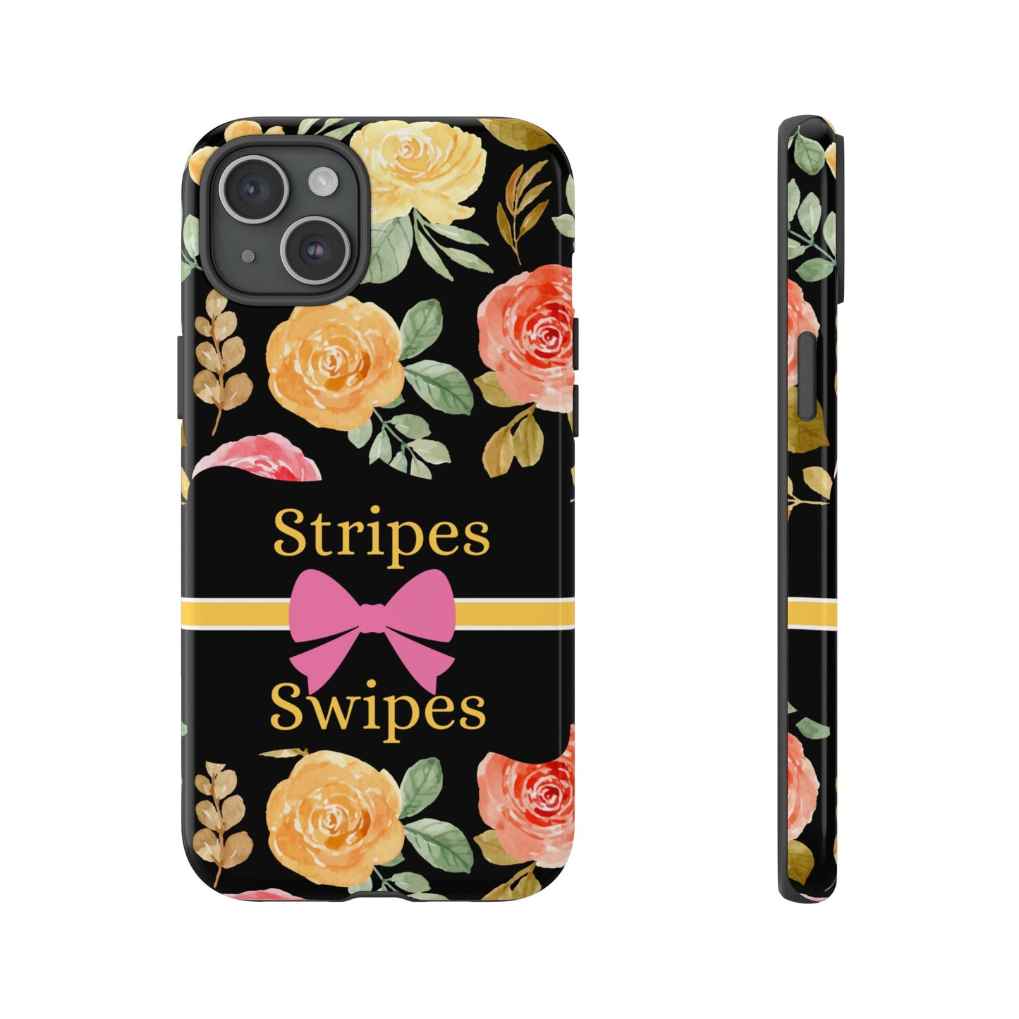 Phone Case iPhone 16/15/14 - Flowers Stripes & Swipes Tough Case