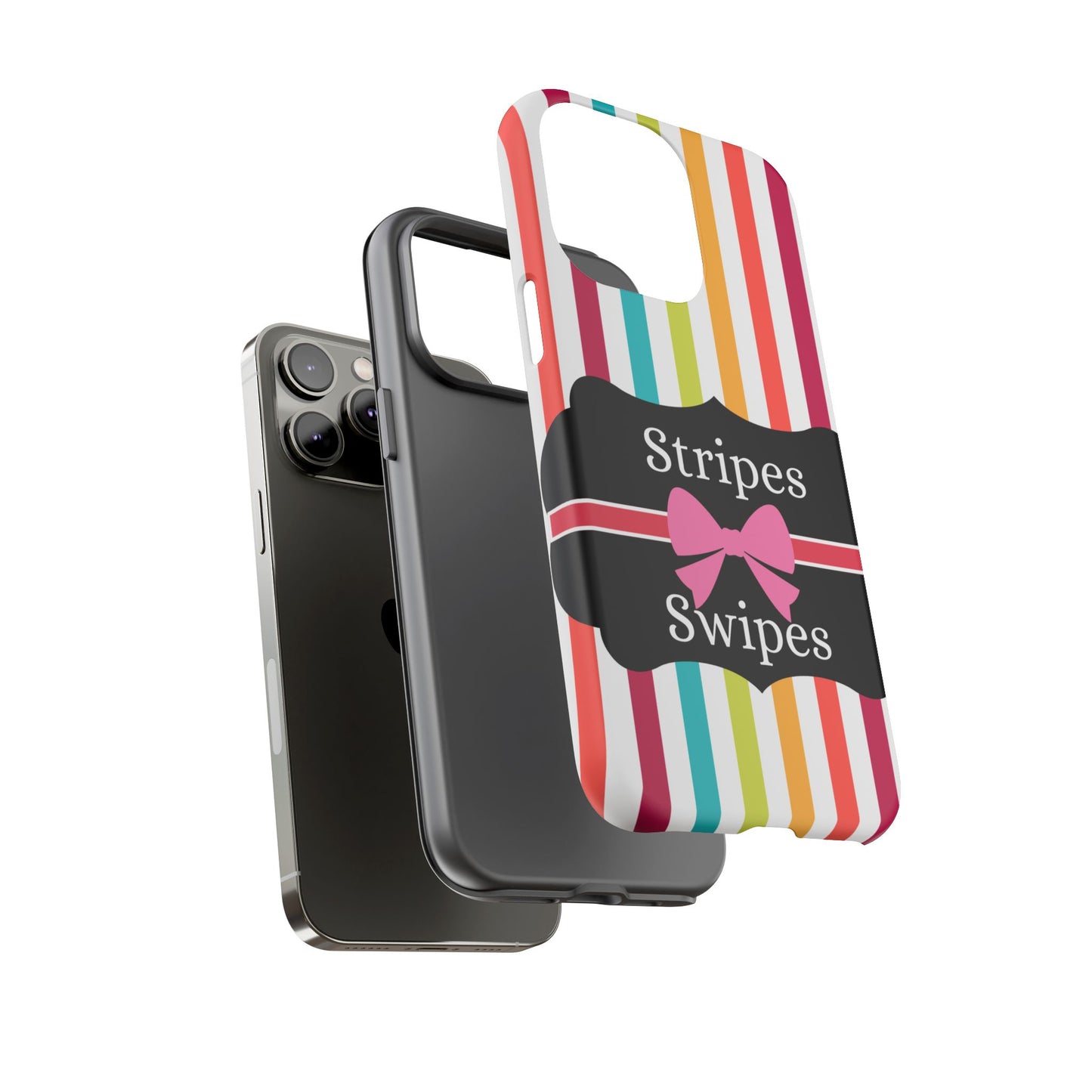 Phone Case iPhone 16/15/14 - Lollipop Stripes & Swipes Tough Case