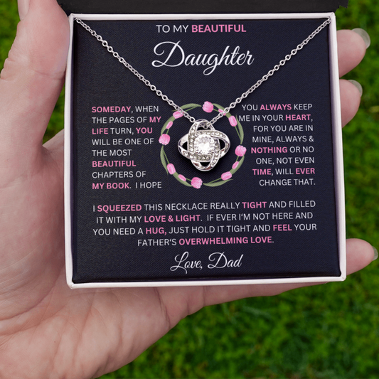 Beautiful Gift for Daughter From Dad "Someday When The Pages of My Life Turn" Necklace