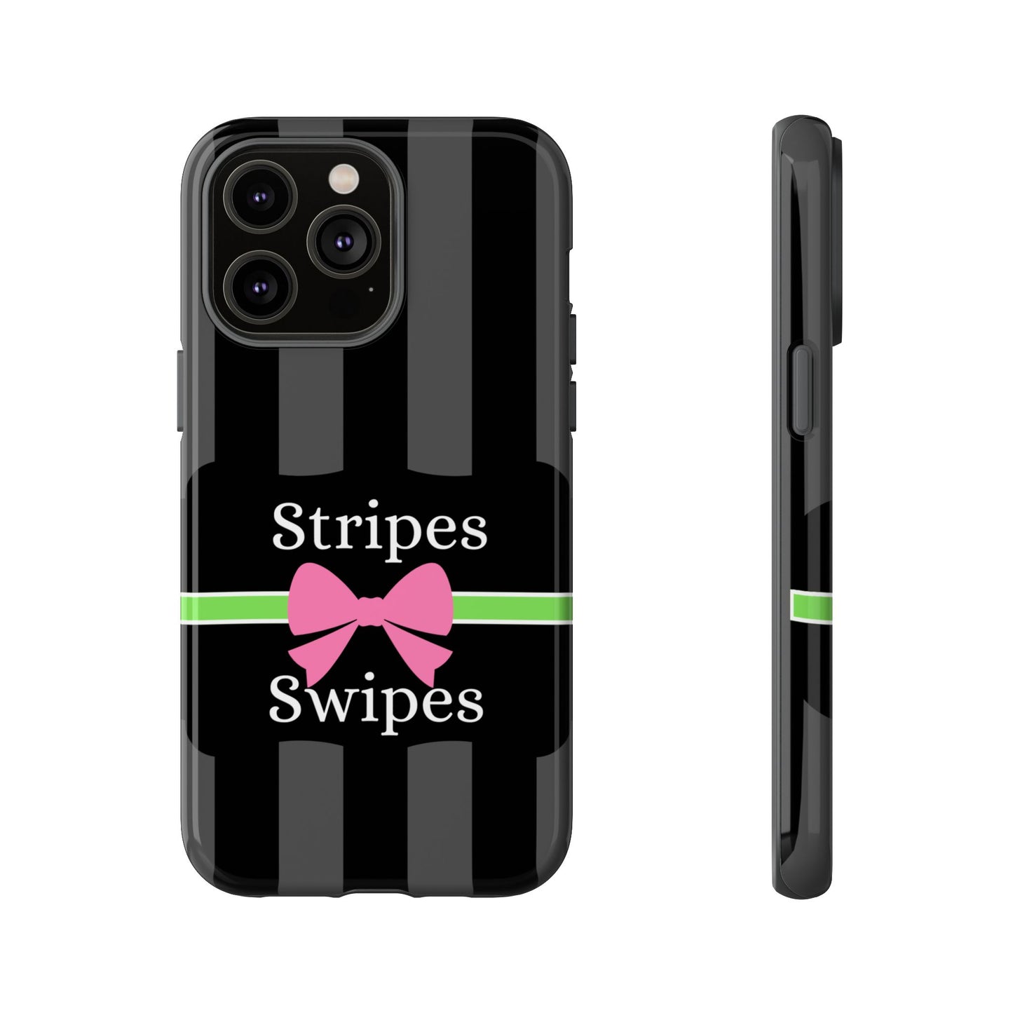 Phone Case iPhone 16/15/14 - Gray/Pink Stripes & Swipes Tough Case