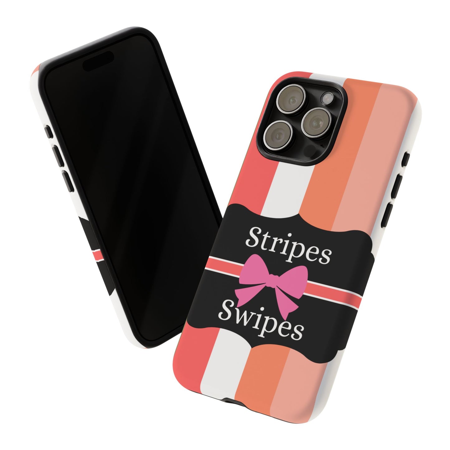 Phone Case iPhone 16/15/14 - Peachy Stripes & Swipes Tough Case