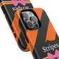 Phone Case iPhone 16/15/14 - Orange/Black Stripes & Swipes Tough Case