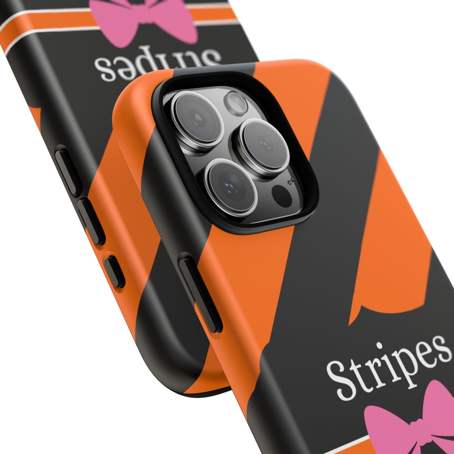 Phone Case iPhone 16/15/14 - Orange/Black Stripes & Swipes Tough Case